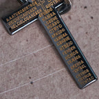 Lord's Prayer with Interlocking Ring Cross Pendant Necklace