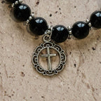 Spiritual Armor Black Obsidian Bracelet with Cross Charm
