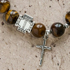 Courage in Christ Tiger Eye Stone Bracelet with Cross Charm