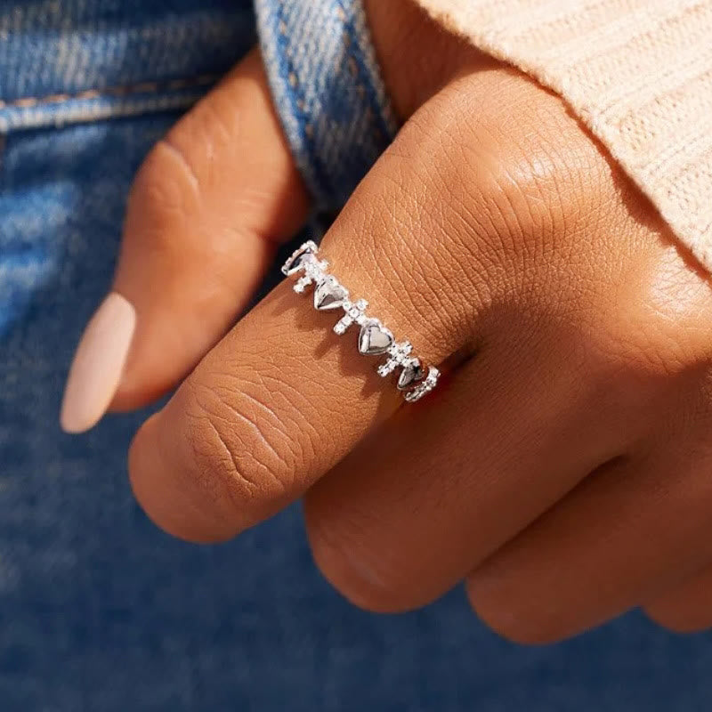 Heart & Zircon Faith Ring