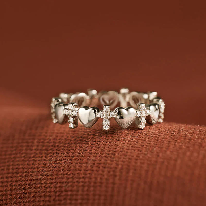 Heart & Zircon Faith Ring