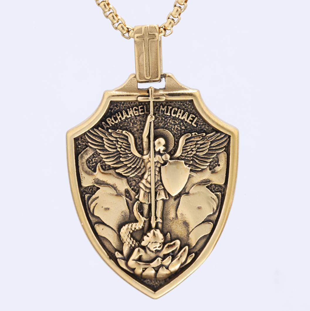 Archangel Michael Shield Pendant Necklace