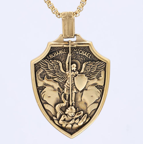 Archangel Michael Shield Pendant Necklace