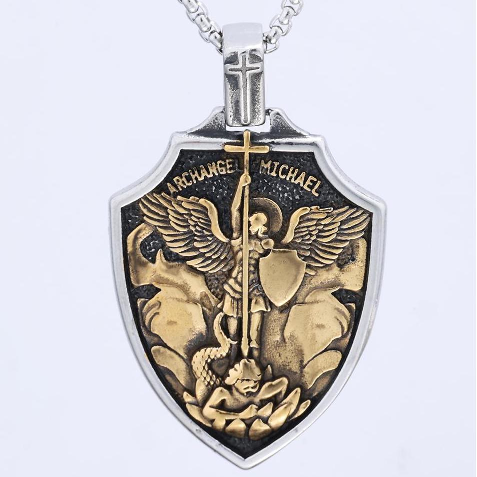 Archangel Michael Shield Pendant Necklace