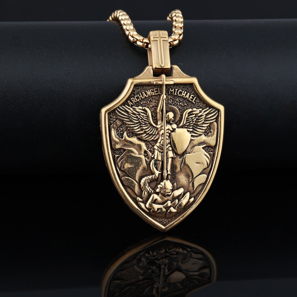 Archangel Michael Shield Pendant Necklace