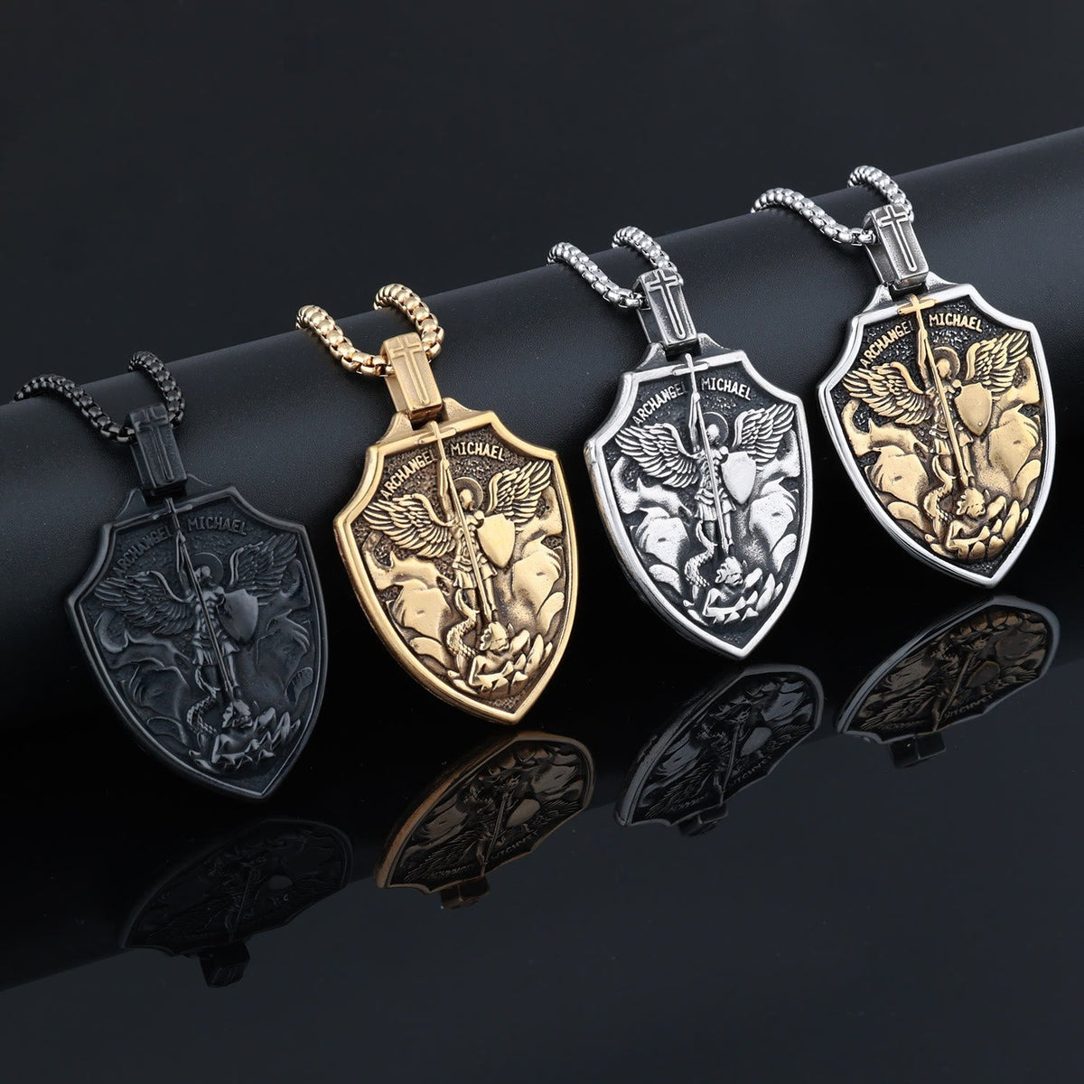 Archangel Michael Shield Pendant Necklace