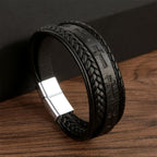 Braided Leather Cross Bracelet