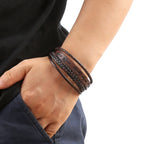 Braided Leather Cross Bracelet