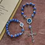 Royal Blue-Tone Stone Beads One Decade Rosary, Bracelet