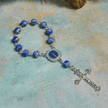 Royal Blue-Tone Stone Beads One Decade Rosary, Bracelet