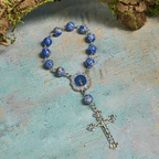 Royal Blue-Tone Stone Beads One Decade Rosary, Bracelet