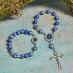 Royal Blue-Tone Stone Beads One Decade Rosary, Bracelet