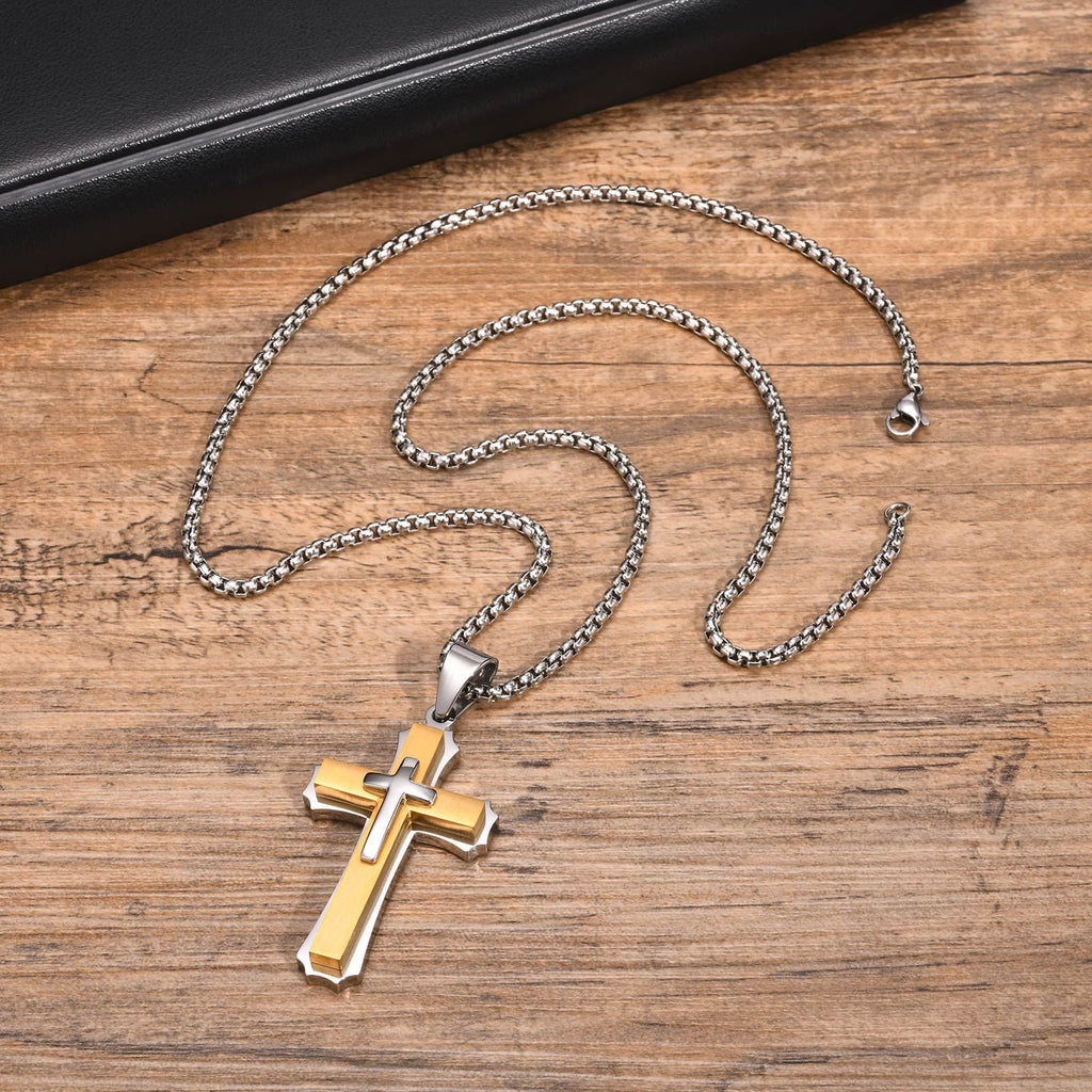 4-Colored Cross Guardian Pendant Necklace