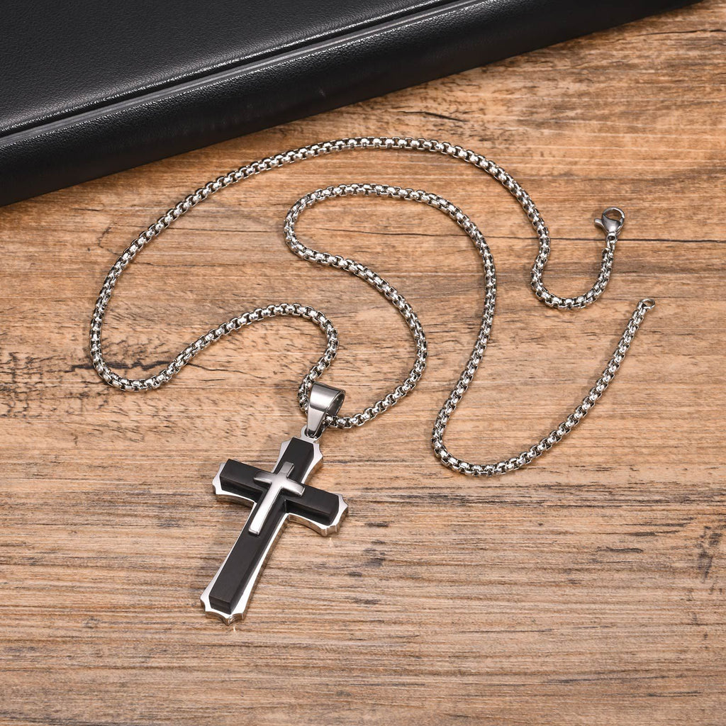 4-Colored Cross Guardian Pendant Necklace