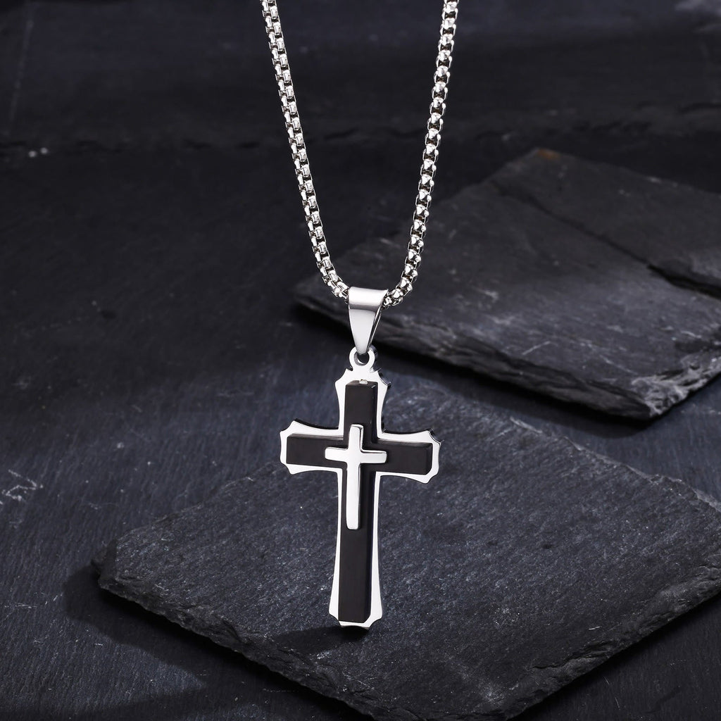 4-Colored Cross Guardian Pendant Necklace