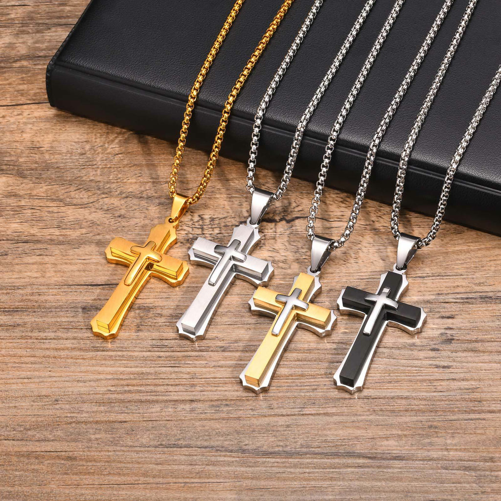 4-Colored Cross Guardian Pendant Necklace