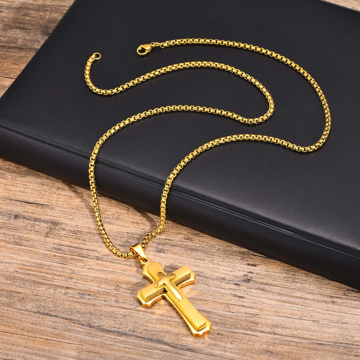 4-Colored Cross Guardian Pendant Necklace