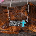 Turquoise Cross Bar Pendant Necklace