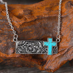 Turquoise Cross Bar Pendant Necklace