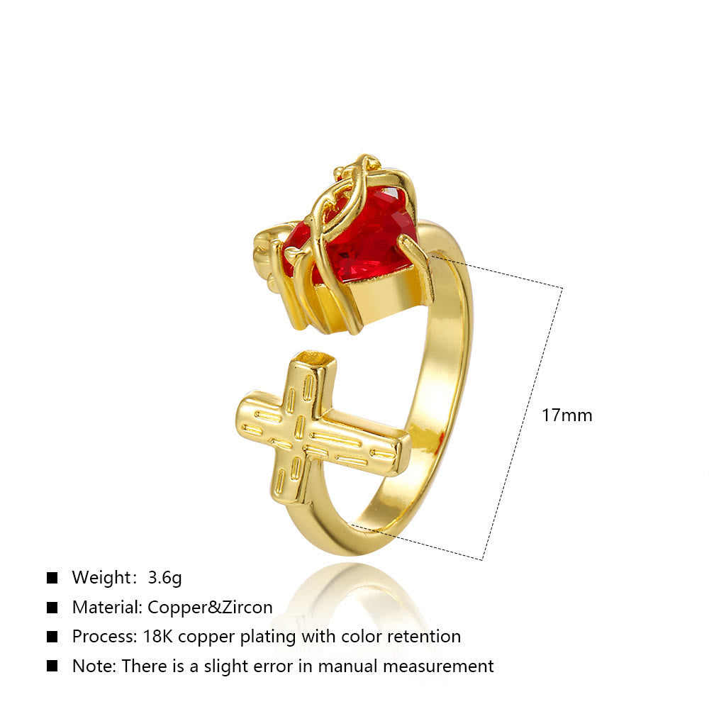 Sacred Heart & Cross Ring