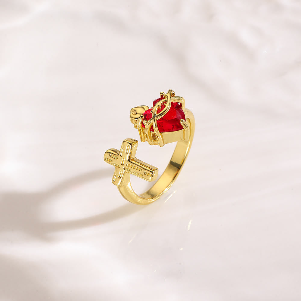 Sacred Heart & Cross Ring