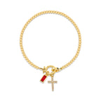 12 Birthstone Cross Bracelet