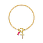 12 Birthstone Cross Bracelet