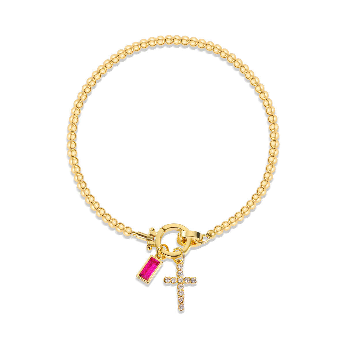 12 Birthstone Cross Bracelet