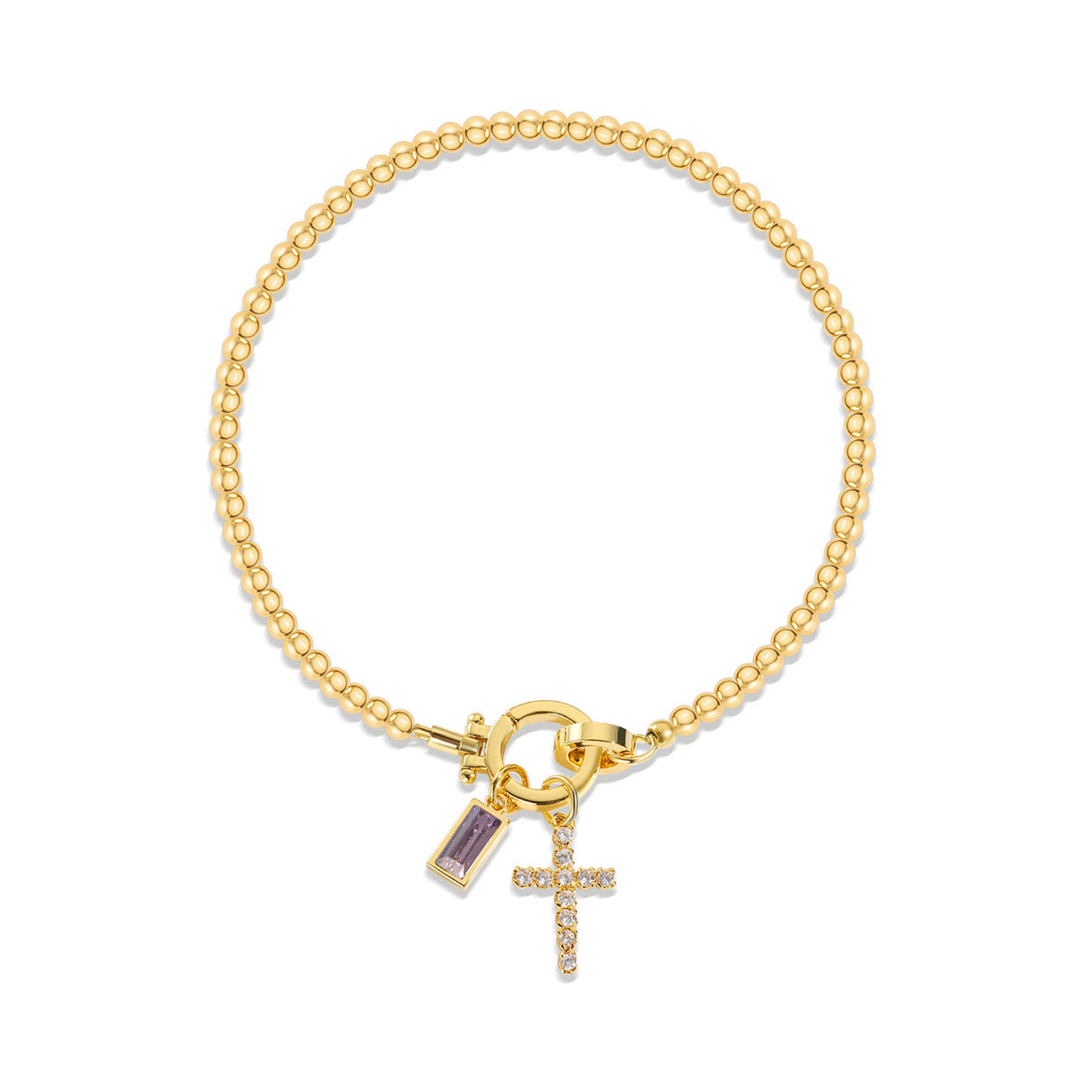 12 Birthstone Cross Bracelet