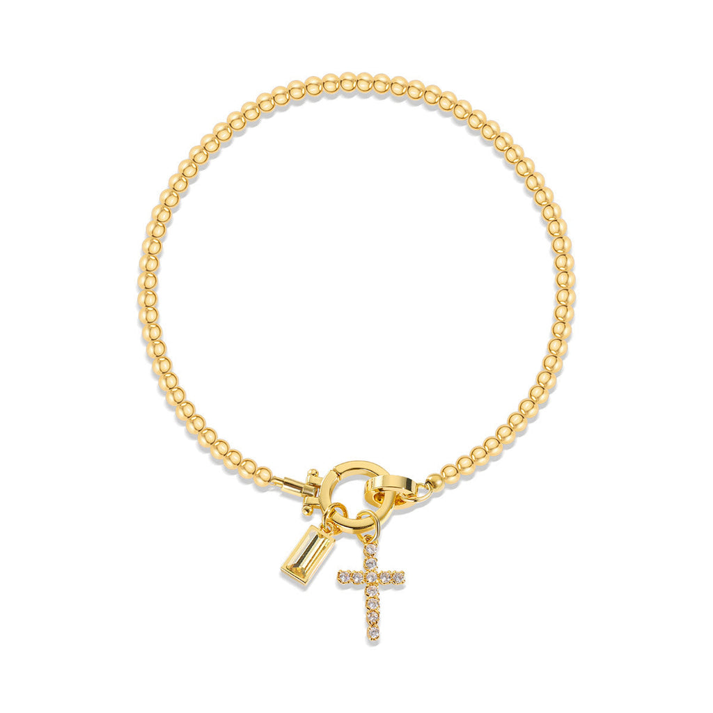 12 Birthstone Cross Bracelet