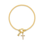 12 Birthstone Cross Bracelet