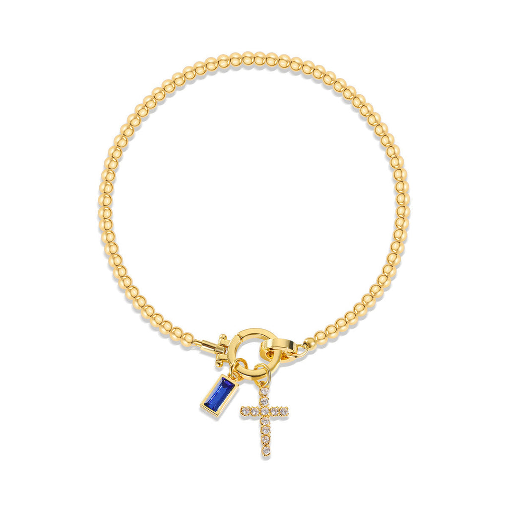 12 Birthstone Cross Bracelet