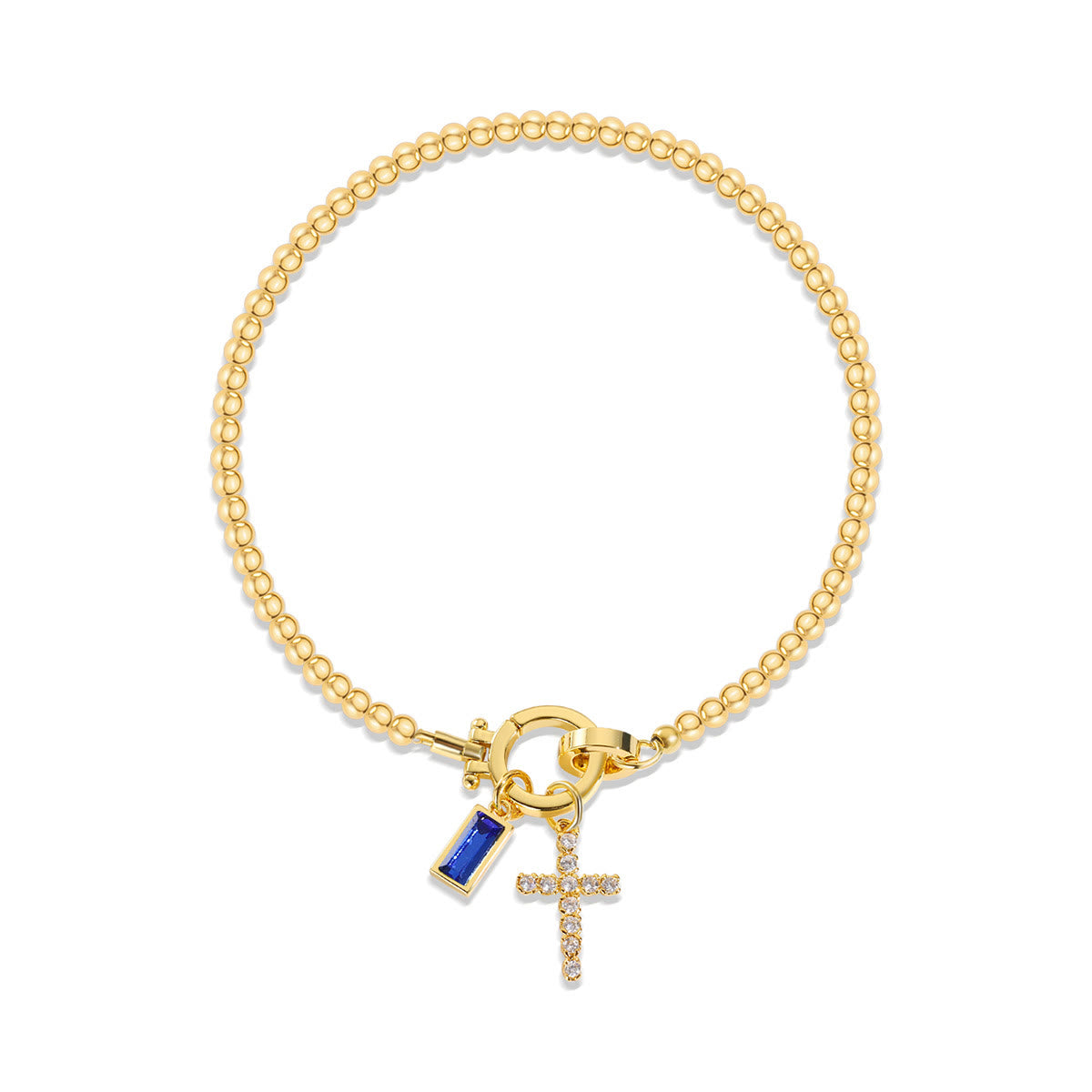 12 Birthstone Cross Bracelet