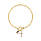12 Birthstone Cross Bracelet