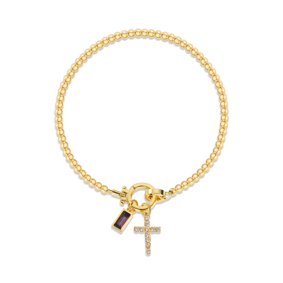 12 Birthstone Cross Bracelet