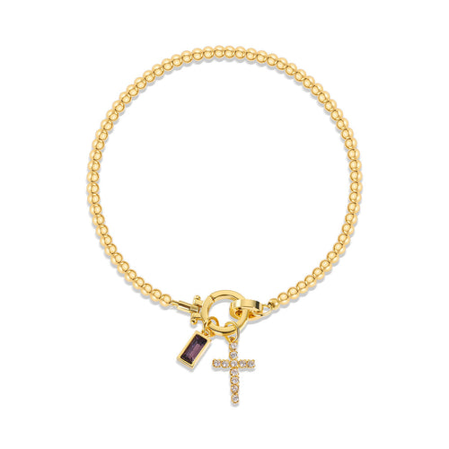 12 Birthstone Cross Bracelet