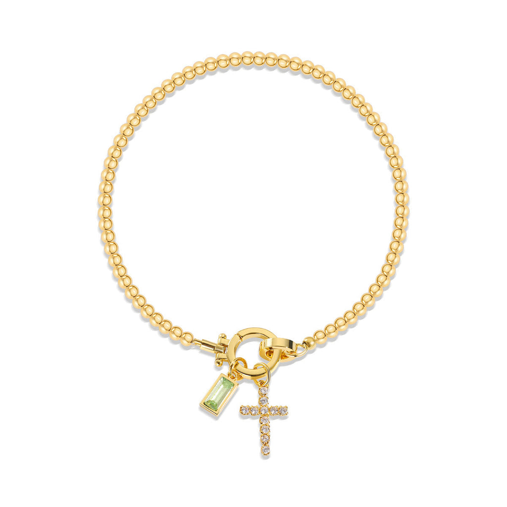 12 Birthstone Cross Bracelet