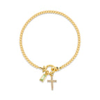 12 Birthstone Cross Bracelet