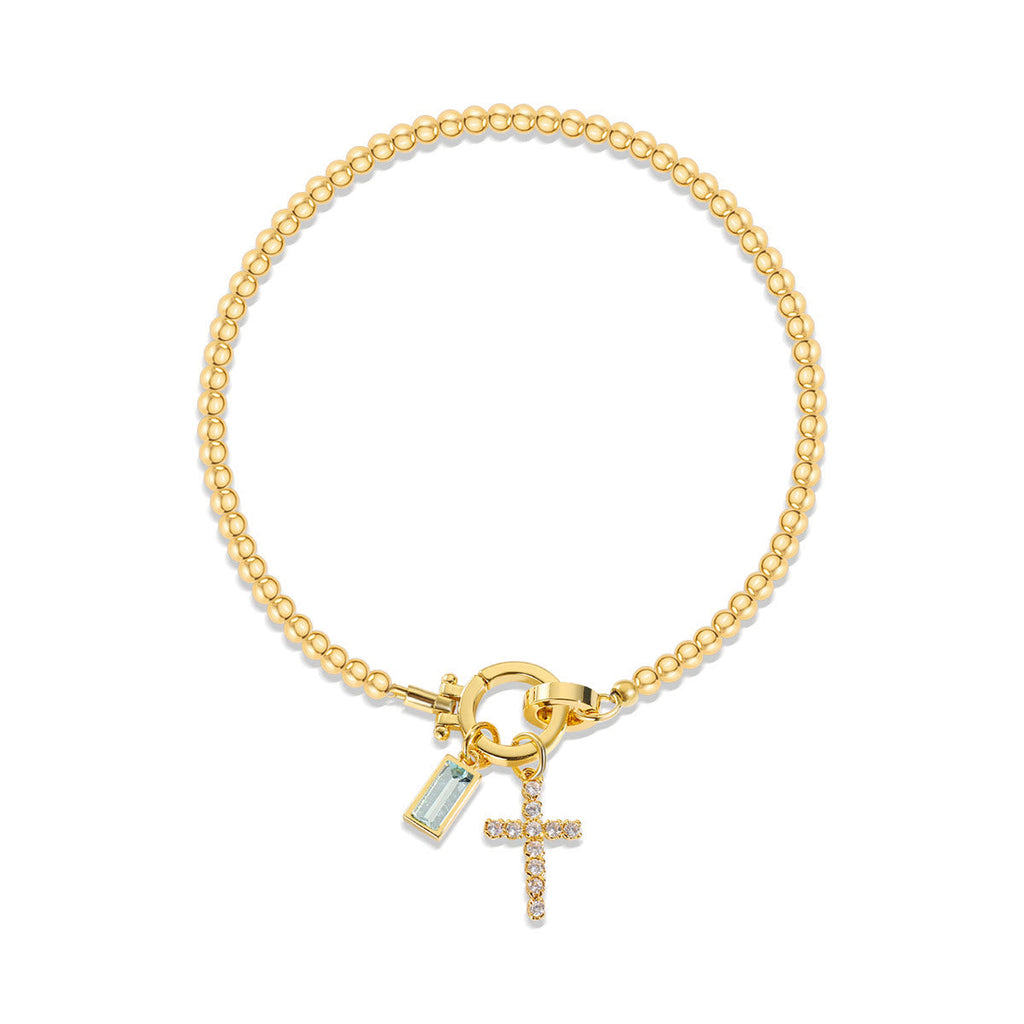 12 Birthstone Cross Bracelet