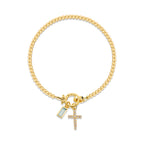 12 Birthstone Cross Bracelet