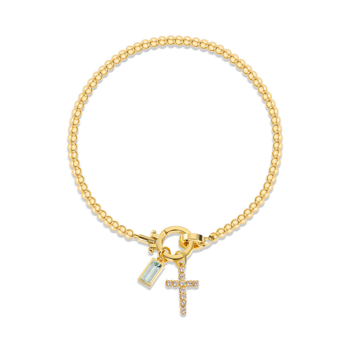 12 Birthstone Cross Bracelet