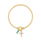 12 Birthstone Cross Bracelet