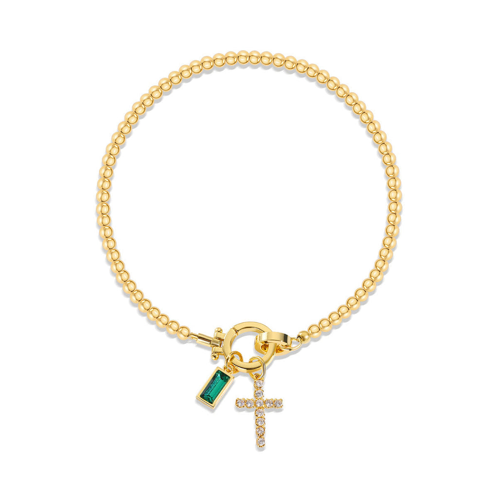 12 Birthstone Cross Bracelet