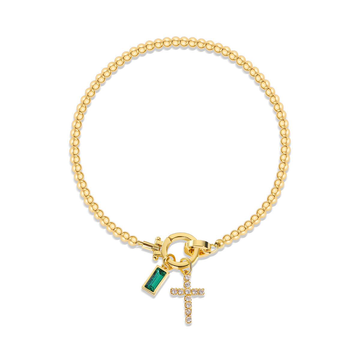 12 Birthstone Cross Bracelet