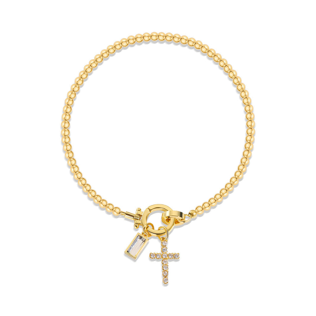 12 Birthstone Cross Bracelet
