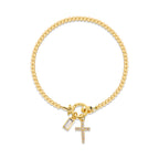 12 Birthstone Cross Bracelet