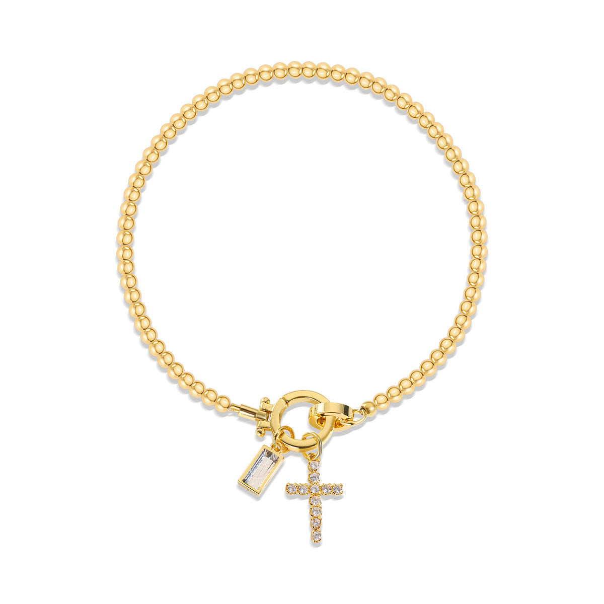 12 Birthstone Cross Bracelet