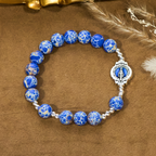Royal Blue-Tone Stone Beads One Decade Rosary, Bracelet