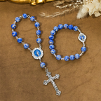 Royal Blue-Tone Stone Beads One Decade Rosary, Bracelet