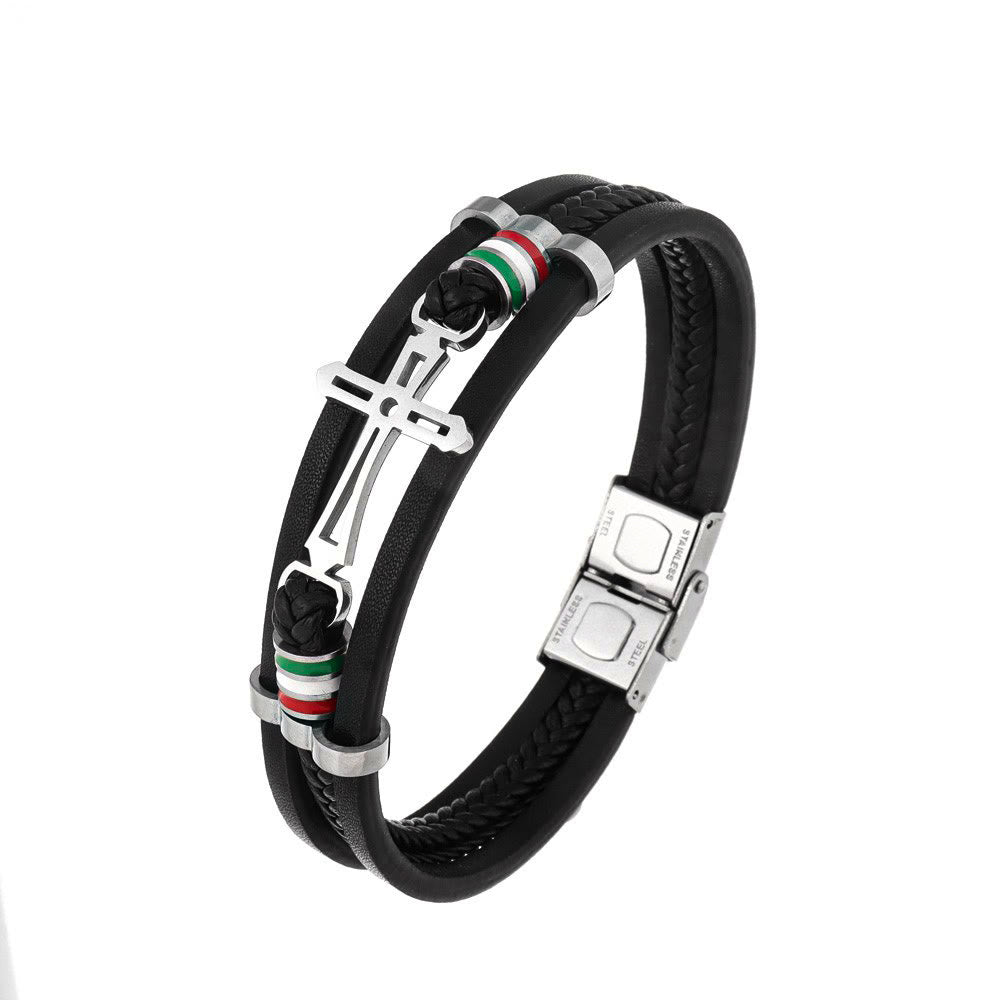 Cross Leather Bracelet